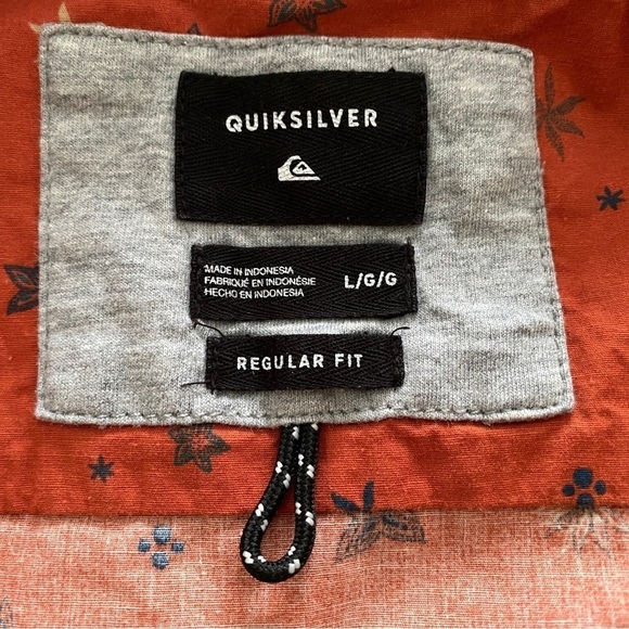 QUIKSILVER Surf Burnt Orange Hawaiian Aloha Shirt Men L Large Regular Fit - Picture 5 of 7